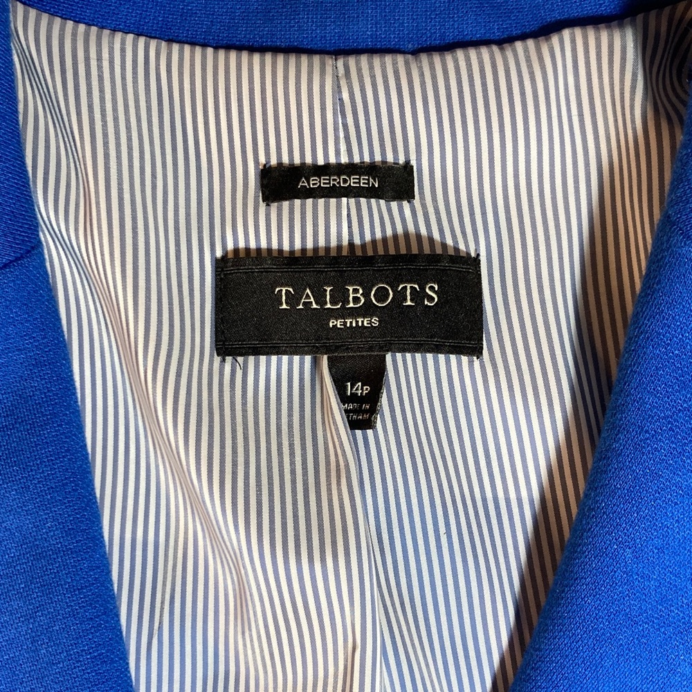 Talbots Aberdeen Pique Blue Blazer Size 14 Petite - Picture 6 of 13